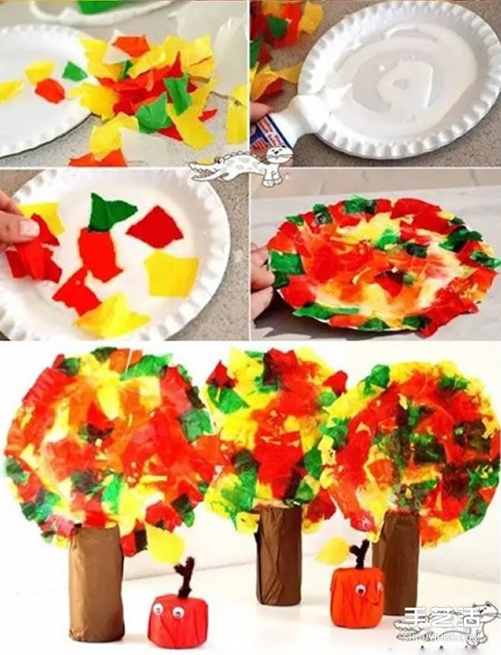 幼兒大樹(shù)果實(shí)手工制作 卷紙筒和餐盤(pán)廢物利用 -  rpnrmr.com