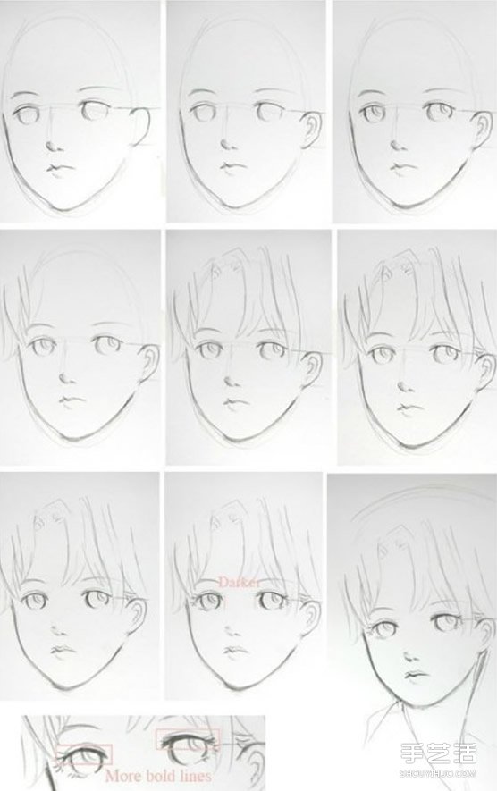 長發(fā)少女鉛筆畫教程 少女人物肖像素描圖解 -  rpnrmr.com