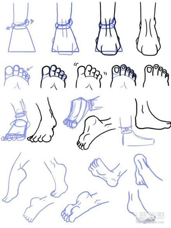 不同形態(tài)腳的畫法圖解 足部素描畫法步驟圖 -  rpnrmr.com