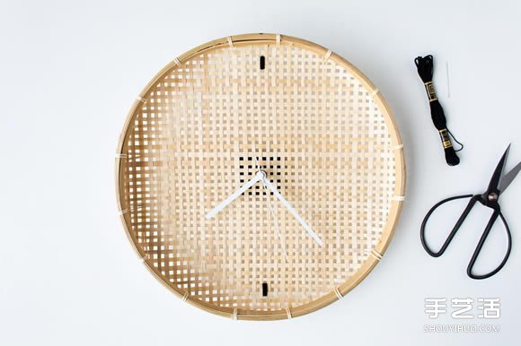 筲箕掛鐘手工制作方法 筲箕DIY掛鐘圖解教程 -  rpnrmr.com