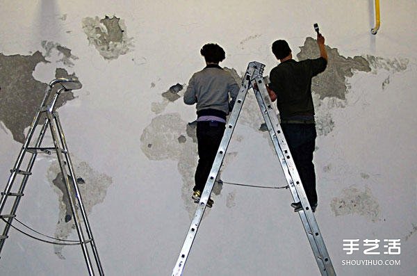 空白墻面上敲敲打打 DIY出一整面的世界地圖 -  rpnrmr.com