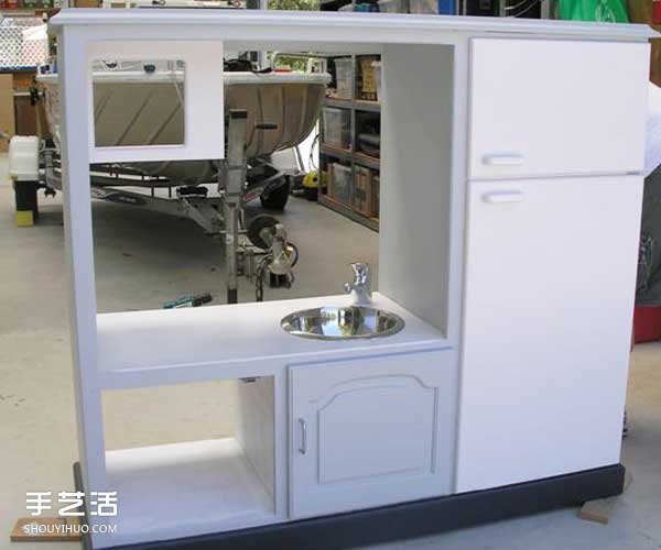 舊電視柜DIY改造兒童玩具廚房的方法圖解教程 -  rpnrmr.com