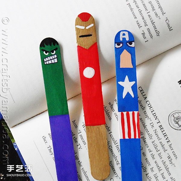 冰棒棍書簽手工制作 復(fù)仇者聯(lián)盟書簽DIY教程 -  rpnrmr.com