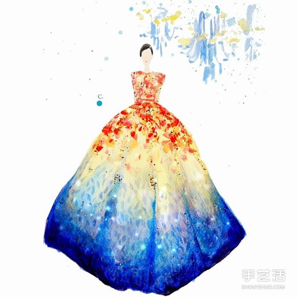 指甲油藝術時裝畫 用指甲油畫出艷麗晚禮服 -  rpnrmr.com