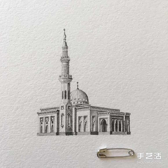 感受清真寺的莊嚴(yán)華麗 極細(xì)膩建筑鉛筆素描 -  rpnrmr.com