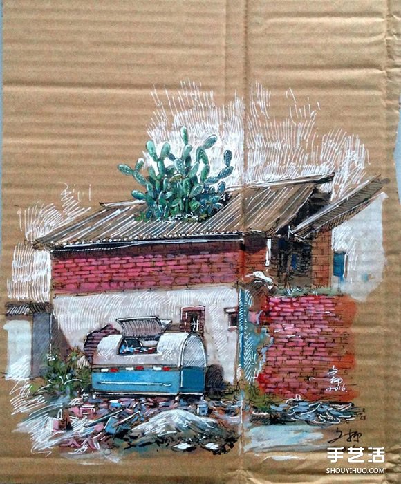 垃圾→藝術(shù) 勾勒家鄉(xiāng)味道的廢紙箱手繪創(chuàng)作 -  rpnrmr.com