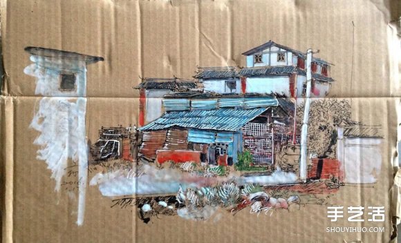 垃圾→藝術(shù) 勾勒家鄉(xiāng)味道的廢紙箱手繪創(chuàng)作 -  rpnrmr.com