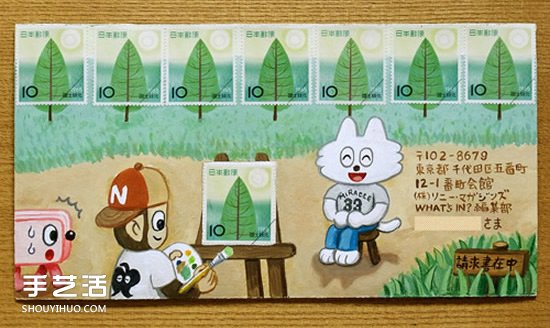 與郵票結(jié)合的創(chuàng)意手繪信封 看完就想寫信咯！ -  rpnrmr.com