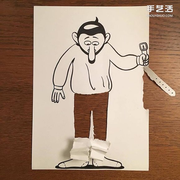 一支筆、一張紙，丹麥藝術(shù)家撕紙DIY出幽默！ -  rpnrmr.com