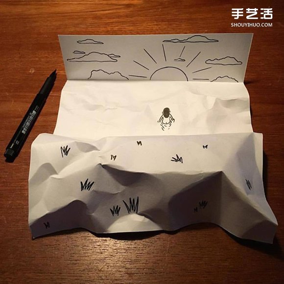 一支筆、一張紙，丹麥藝術(shù)家撕紙DIY出幽默！ -  rpnrmr.com