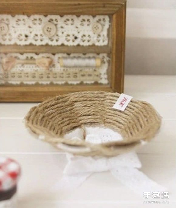 麻繩收納盤制作方法圖解 DIY麻繩收納盤子教程 -  rpnrmr.com