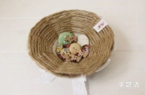 麻繩收納盤制作方法圖解 DIY麻繩收納盤子教程 -  rpnrmr.com