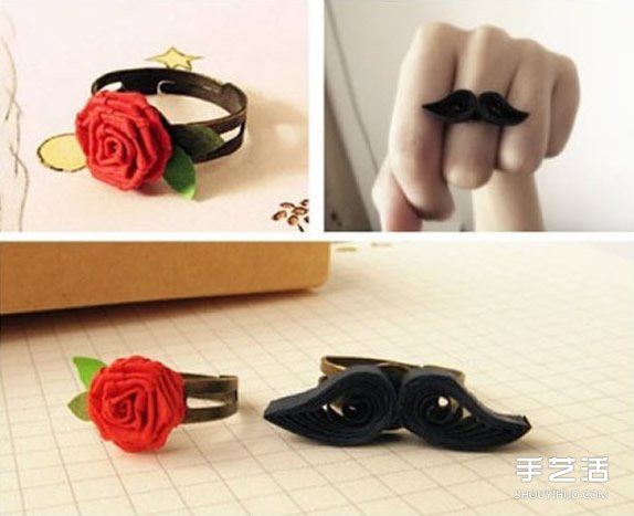 手工衍紙飾品圖片 衍紙戒指發(fā)飾作品欣賞 -  rpnrmr.com