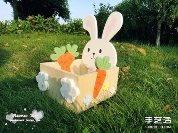 可愛兔子木板收納盒DIY 卡通木制收納盒制作 -  rpnrmr.com