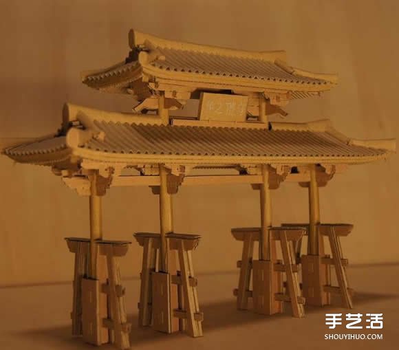 瓦楞紙制作的紙模型世界 知名日本古建筑物 -  rpnrmr.com
