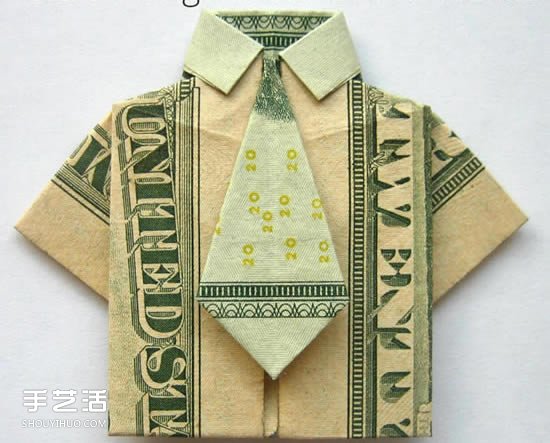 美元折紙短袖T恤的圖解教程 自帶可愛小領(lǐng)帶 -  rpnrmr.com