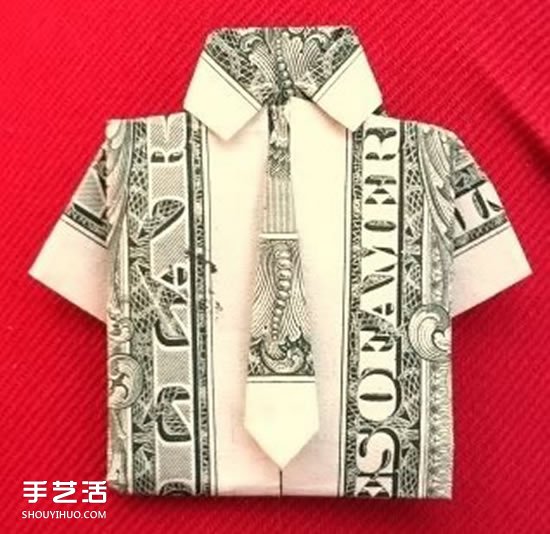 美元折紙短袖T恤的圖解教程 自帶可愛小領(lǐng)帶 -  rpnrmr.com