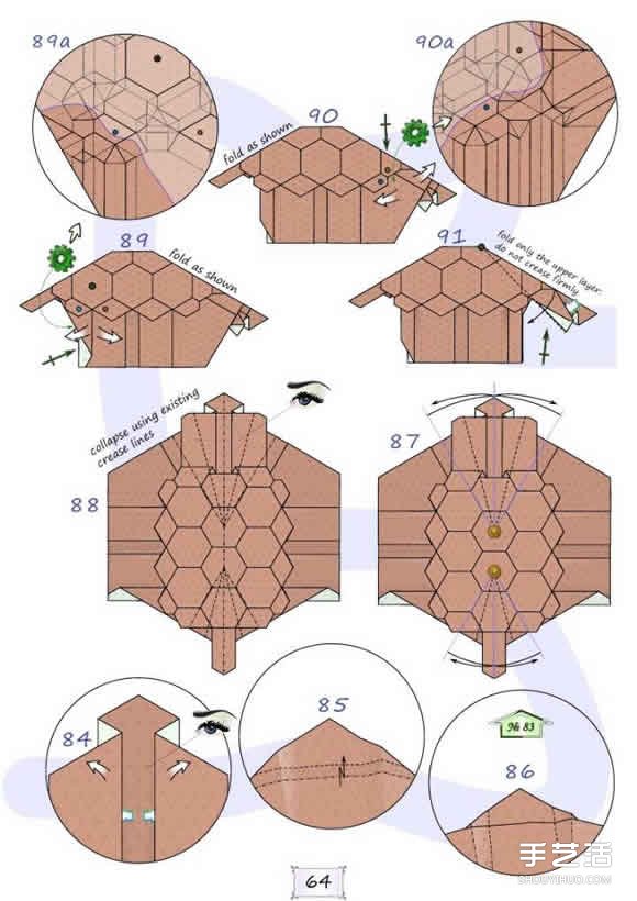 超難的折紙烏龜教程 逼真立體烏龜?shù)恼鄯▓D解 -  rpnrmr.com