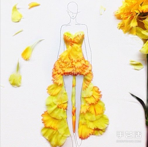 創(chuàng)意花瓣拼畫(huà)DIY 讓簡(jiǎn)單素描變身時(shí)尚女郎 -  rpnrmr.com
