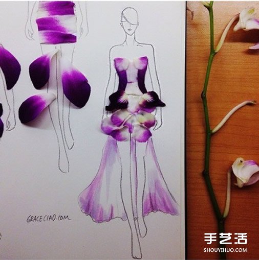 創(chuàng)意花瓣拼畫(huà)DIY 讓簡(jiǎn)單素描變身時(shí)尚女郎 -  rpnrmr.com