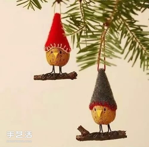 圣誕節(jié)主題小掛件DIY 堅(jiān)果果殼制作圣誕掛飾 -  rpnrmr.com