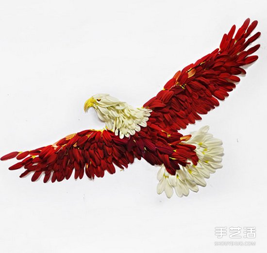 花瓣拼貼畫作品圖片 拼出充滿異國(guó)情調(diào)的鳥類 -  rpnrmr.com