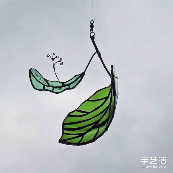 酒瓶廢物利用DIY樹葉 玻璃葉子掛件DIY圖片 -  rpnrmr.com