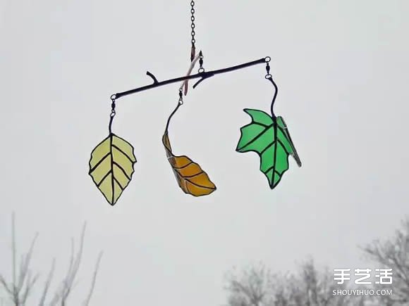 酒瓶廢物利用DIY樹葉 玻璃葉子掛件DIY圖片 -  rpnrmr.com