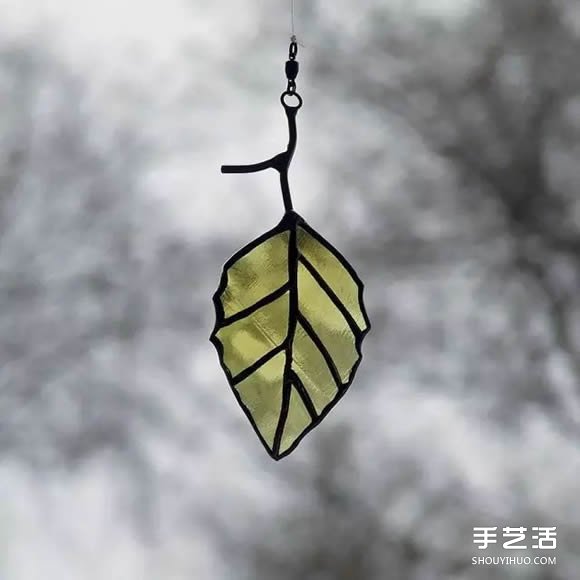 酒瓶廢物利用DIY樹葉 玻璃葉子掛件DIY圖片 -  rpnrmr.com