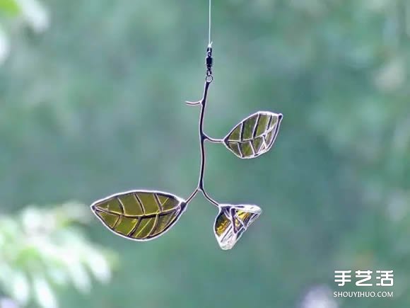 酒瓶廢物利用DIY樹葉 玻璃葉子掛件DIY圖片 -  rpnrmr.com