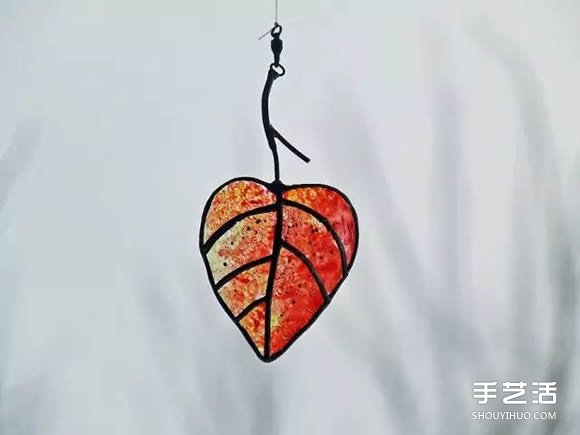 酒瓶廢物利用DIY樹葉 玻璃葉子掛件DIY圖片 -  rpnrmr.com