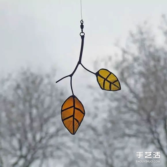 酒瓶廢物利用DIY樹葉 玻璃葉子掛件DIY圖片 -  rpnrmr.com