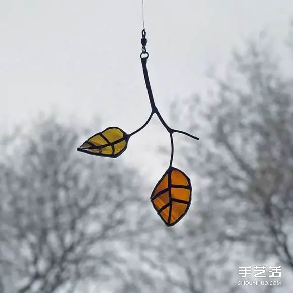 酒瓶廢物利用DIY樹葉 玻璃葉子掛件DIY圖片 -  rpnrmr.com