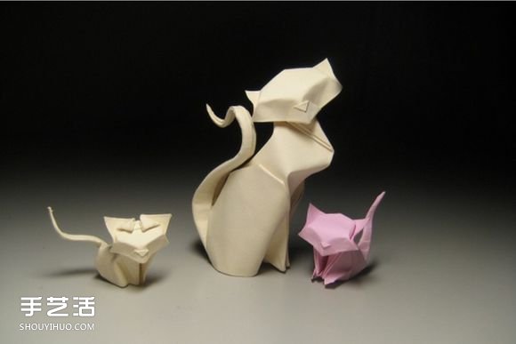 貓咪一家折紙步驟圖 手工折立體貓咪的方法 -  rpnrmr.com