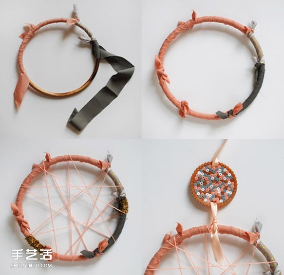 拼豆制作捕夢(mèng)網(wǎng)的教程 串珠捕夢(mèng)網(wǎng)DIY方法圖解 -  rpnrmr.com
