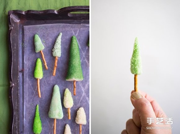 糖果圣誕樹的做法 自制裝飾生日蛋糕的迷你松樹 -  rpnrmr.com