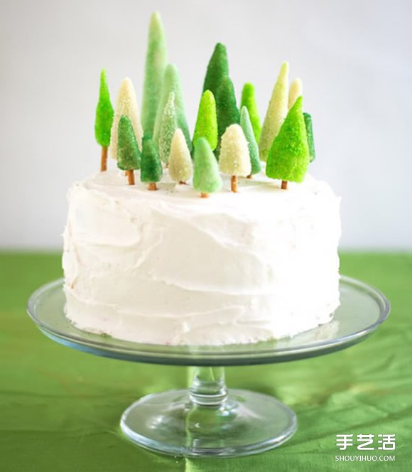糖果圣誕樹的做法 自制裝飾生日蛋糕的迷你松樹 -  rpnrmr.com