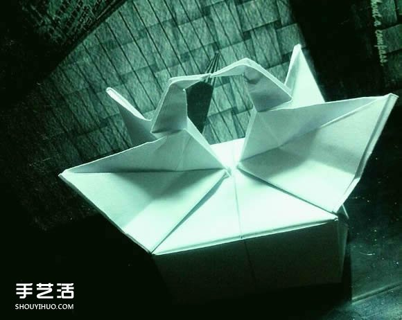 手工折紙漂亮盒子圖解 帶紙鶴包裝盒子折法 -  rpnrmr.com