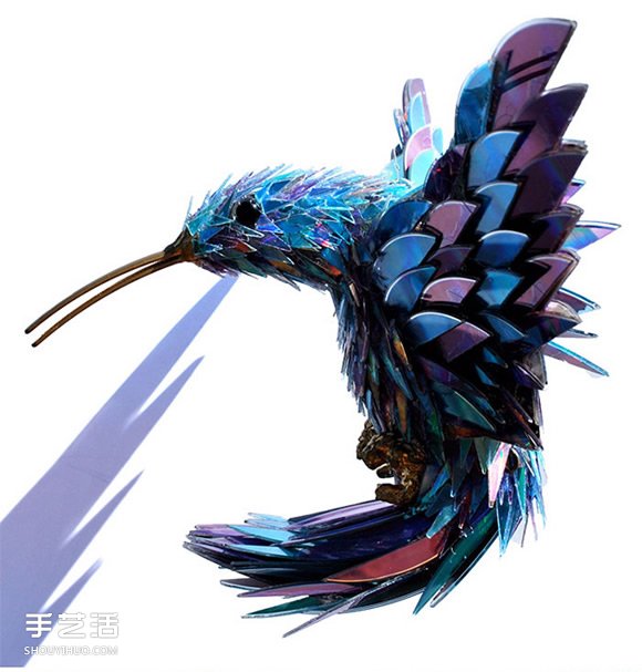 CD光盤變廢為寶 塑造出各式各樣的動物雕塑 -  rpnrmr.com