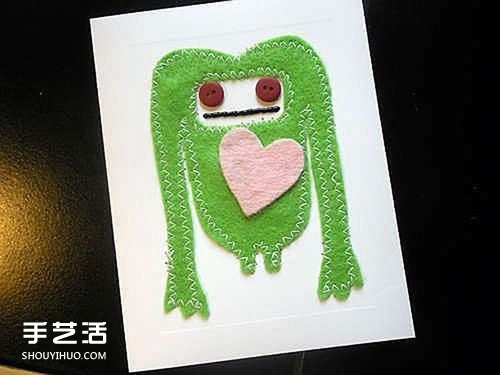 另類不織布小怪物情人節(jié)賀卡手工DIY制作圖解 -  rpnrmr.com