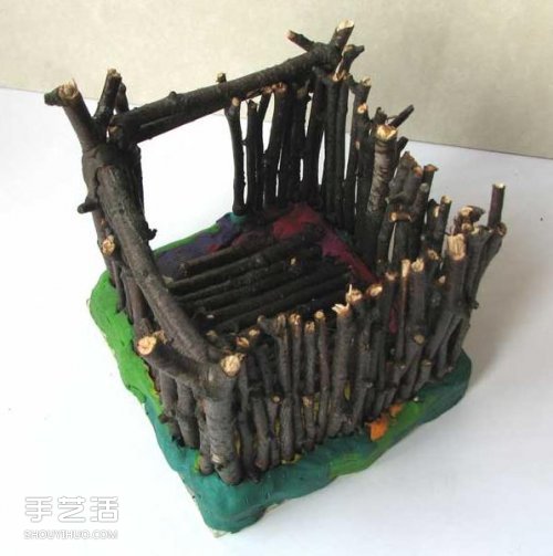兒童小木屋制作教程 手工樹枝房子的做法 -  rpnrmr.com