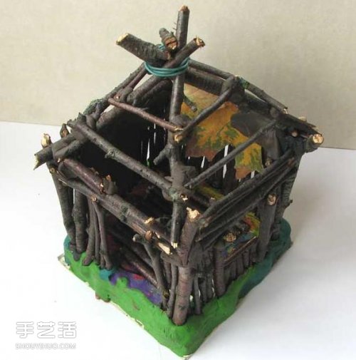 兒童小木屋制作教程 手工樹枝房子的做法 -  rpnrmr.com