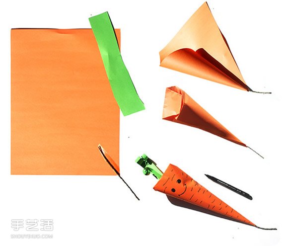 幼兒園胡蘿卜手工制作 簡(jiǎn)單紙胡蘿卜的做法 -  rpnrmr.com