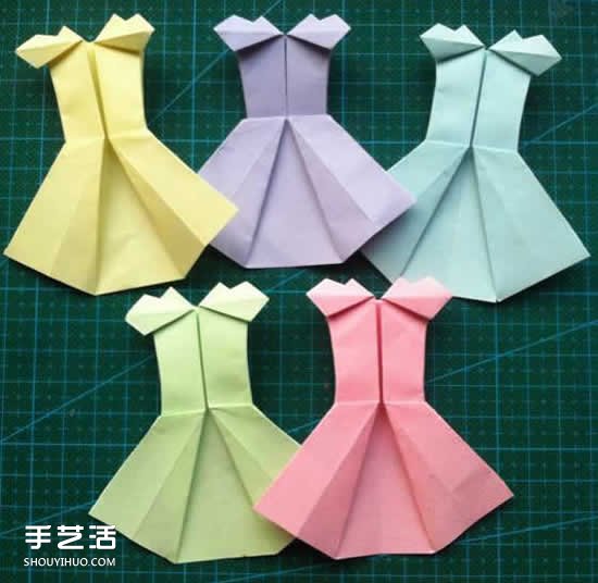 兒童折紙裙子圖解教程 簡(jiǎn)單小裙子的折疊方法 -  rpnrmr.com