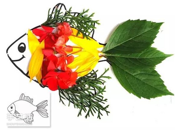 樹葉和花瓣貼畫制作圖片 鮮花葉子拼貼畫DIY -  rpnrmr.com