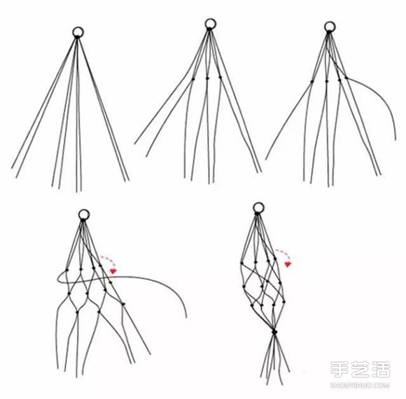 花盆掛袋的編織方法 手工編花盆掛繩的圖解 -  rpnrmr.com