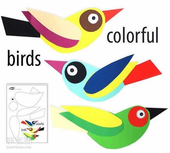 兒童剪紙貼畫(huà)小鳥(niǎo)圖片 幼兒園手工紙貼畫(huà)鳥(niǎo) -  rpnrmr.com