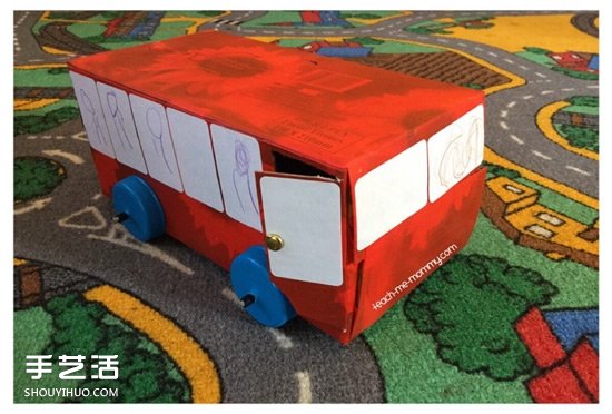 紙巾盒廢物利用手工制作公交車的方法教程 -  rpnrmr.com
