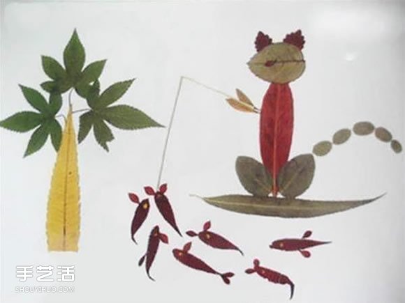 兒童樹葉貼畫動物圖片 動物的樹葉拼貼畫作品 -  rpnrmr.com