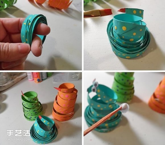 幼兒園小蛇手工制作教程 卷紙筒做玩具蛇的方法 -  rpnrmr.com